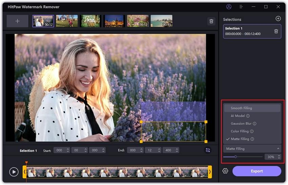 Using HitPaw to remove text from a video