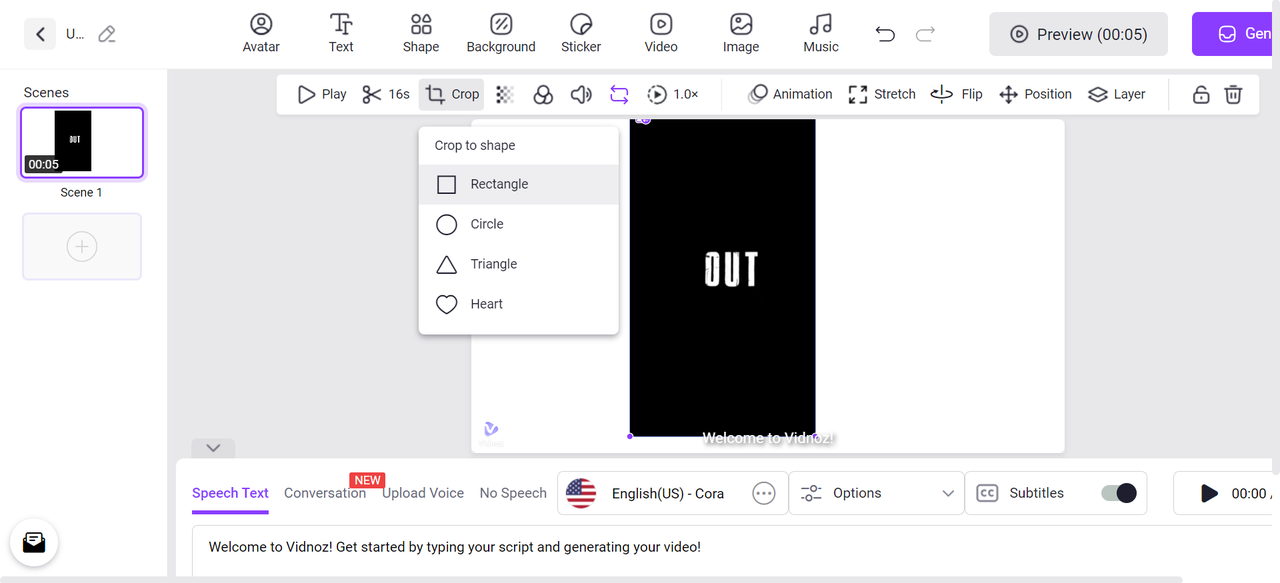 Using Vidnoz to remove text from a video