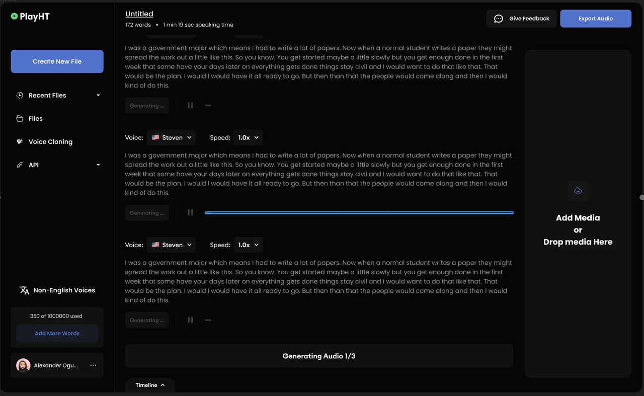 Generating voices using PlayHT - a free online AI voice generator 