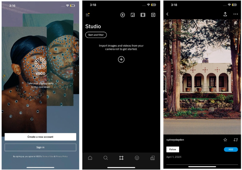 The editor interface of VSCO - a popular app for relighting photos