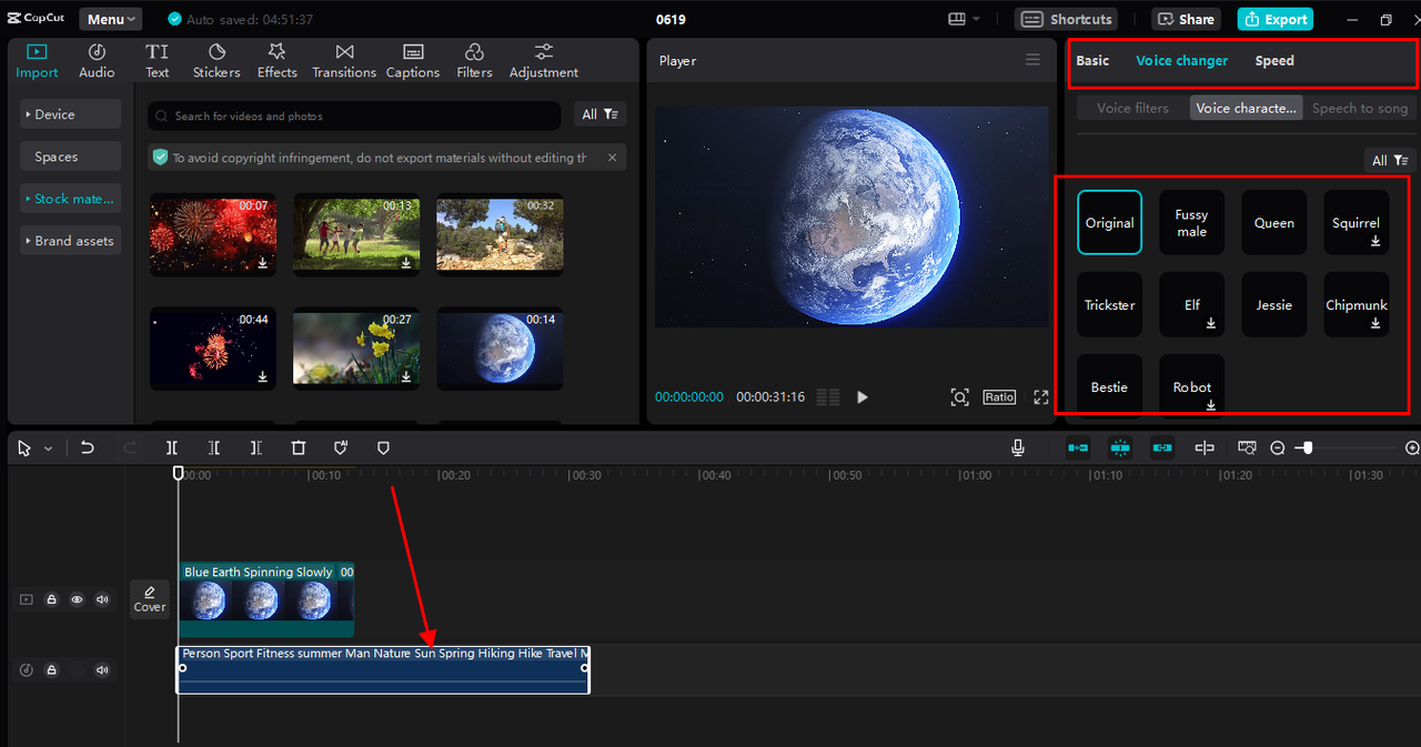 CapCut desktop video editor offers a robust AI voice changer
