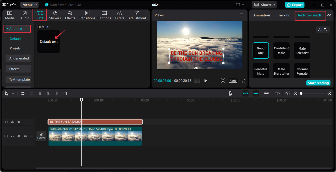 Generating AI voice in the CapCut desktop video editor