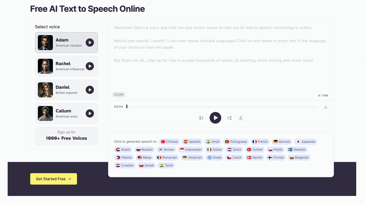 Generating voice using ElevenLabs AI voice generator for free