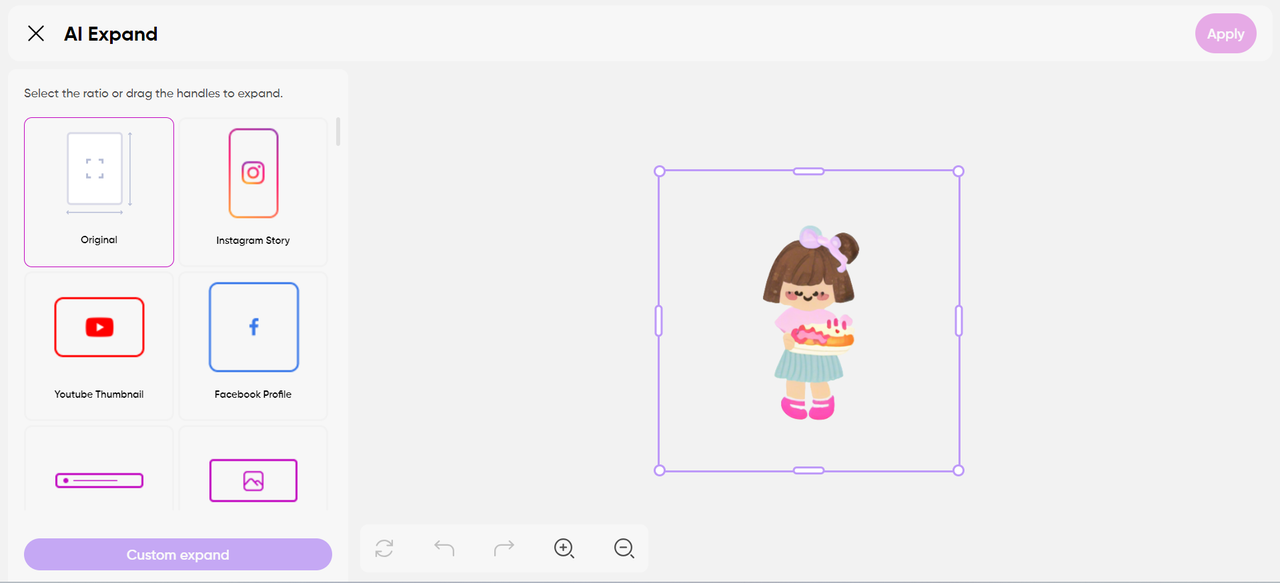 Using AI outpainting for free in Picsart to expand images 