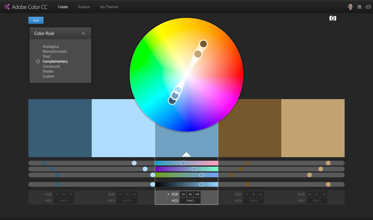  Adobe Color interface - an excellent match color AI tool