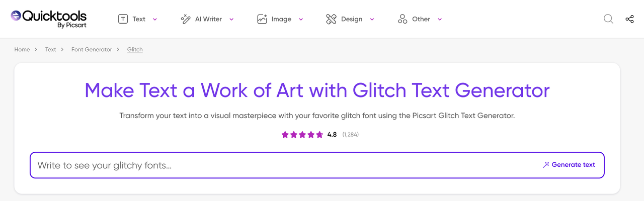 QuickTools glitchy font generator