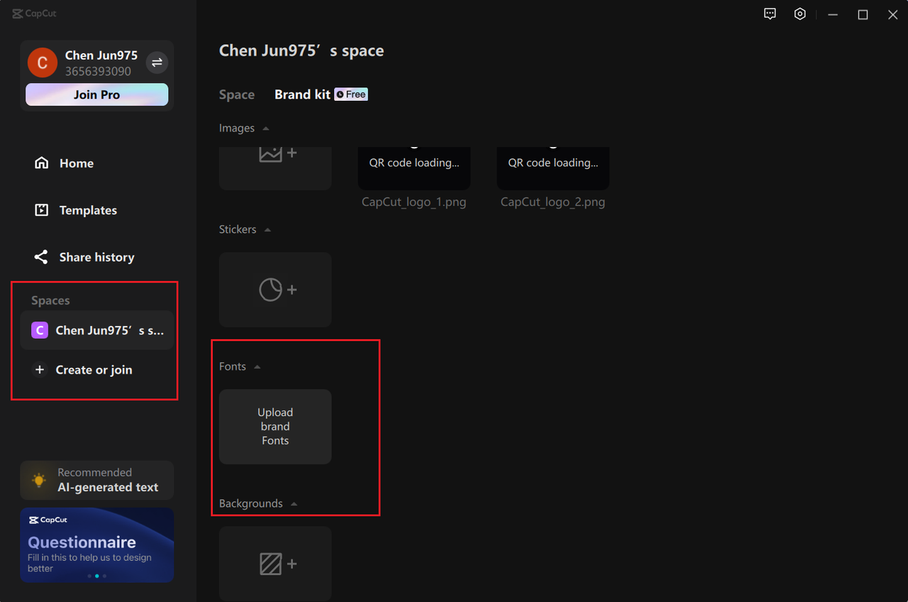 CapCut upload text through space