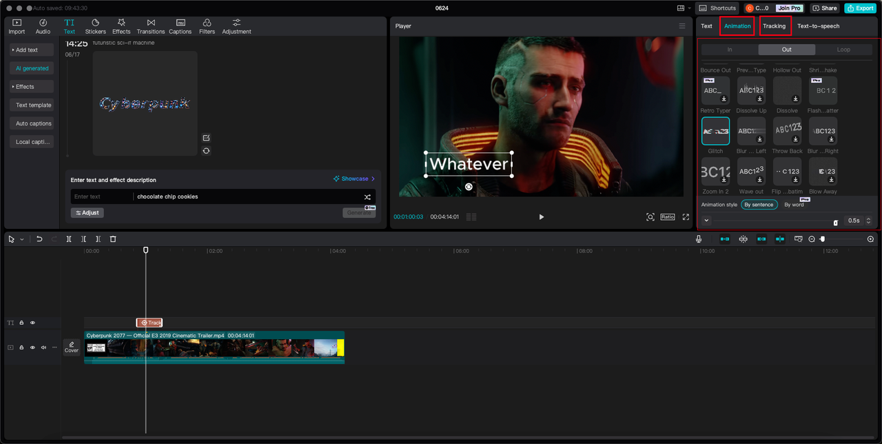 Text animation & motion-tracking text