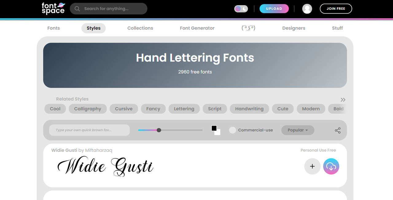 FontSpace hand written letter generator