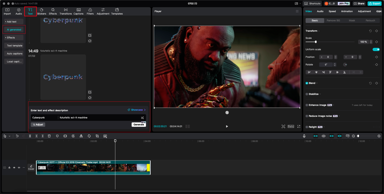 Customize hand lettering effect in CapCut
