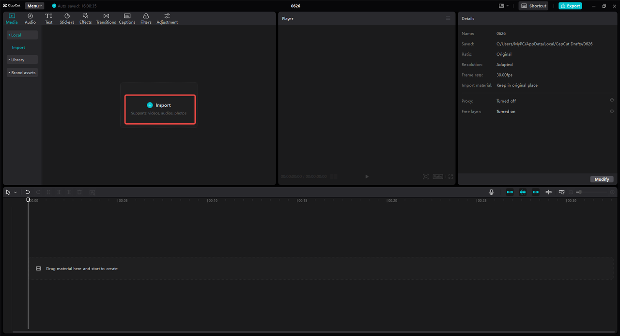 Import the FLAC audio file
