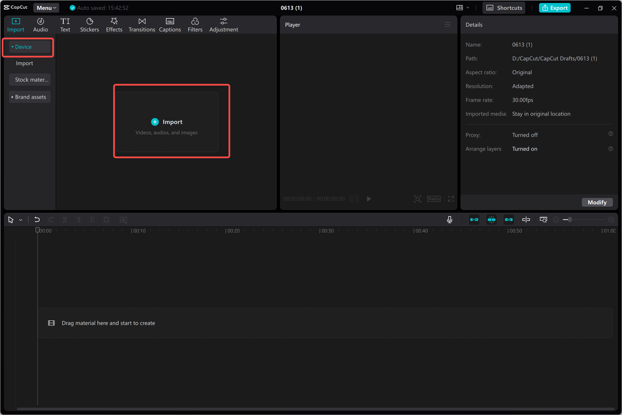 Uploading an image to extend its background in the CapCut desktop video editor