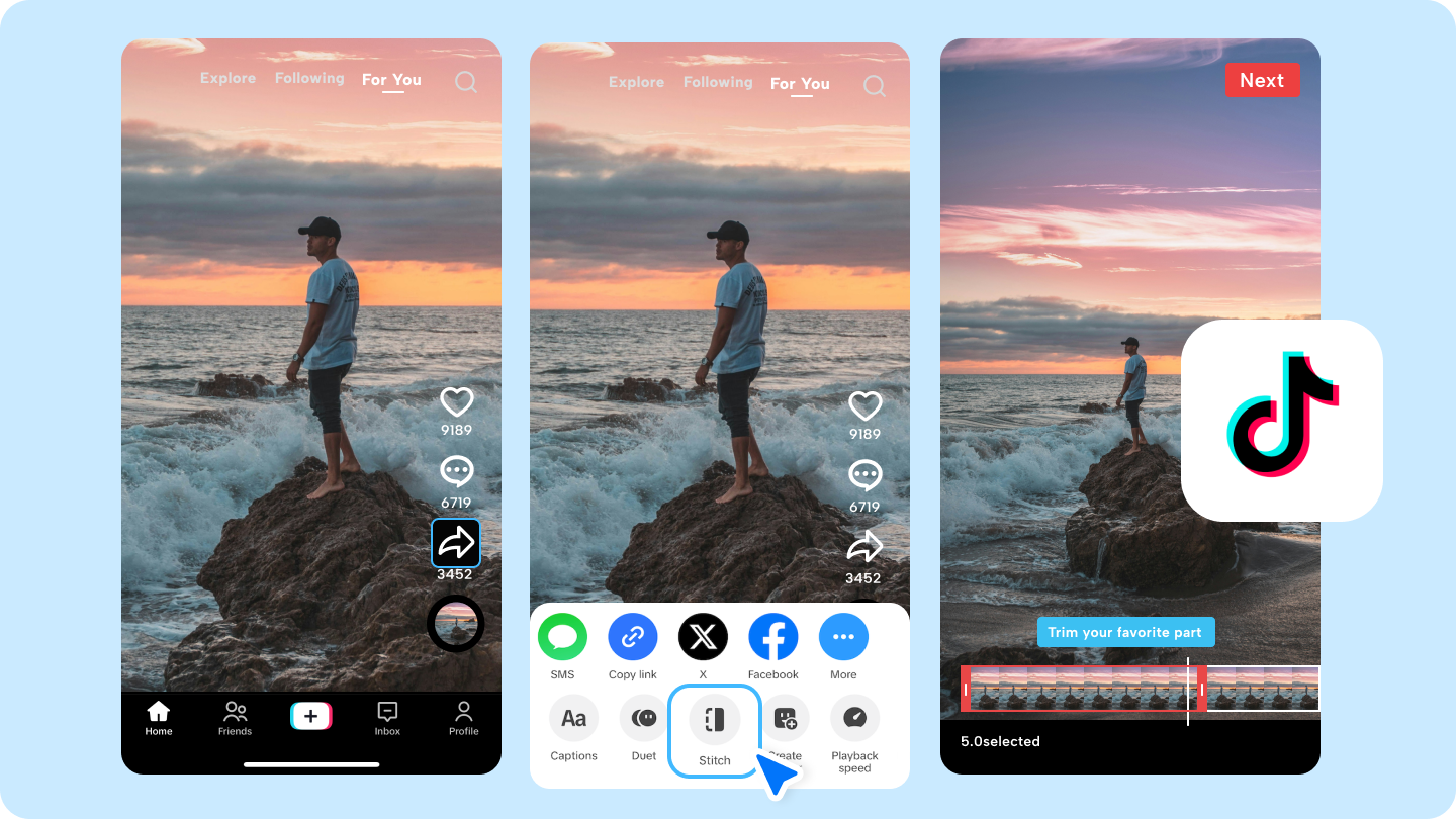 how to stitch on TikTok