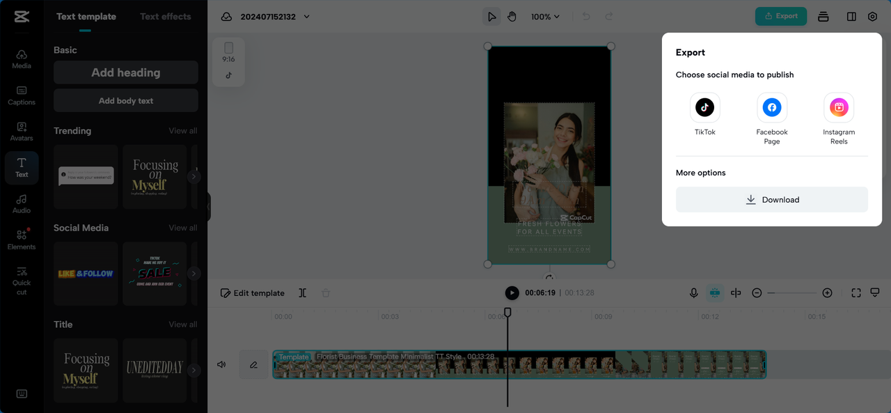 "Exportera" din produktvideo