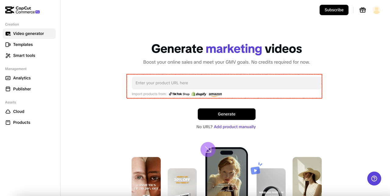 URL per video promozionale