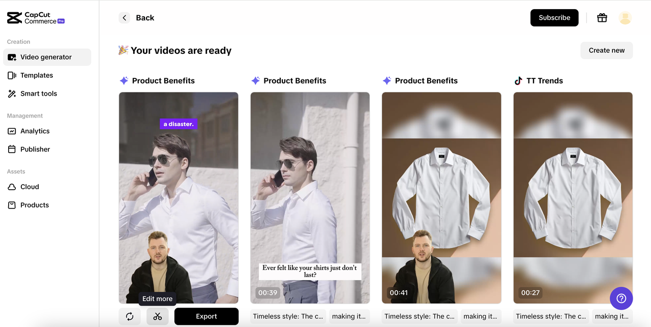 Clicca su "Modifica video" per accedere all'interfaccia online di CapCut