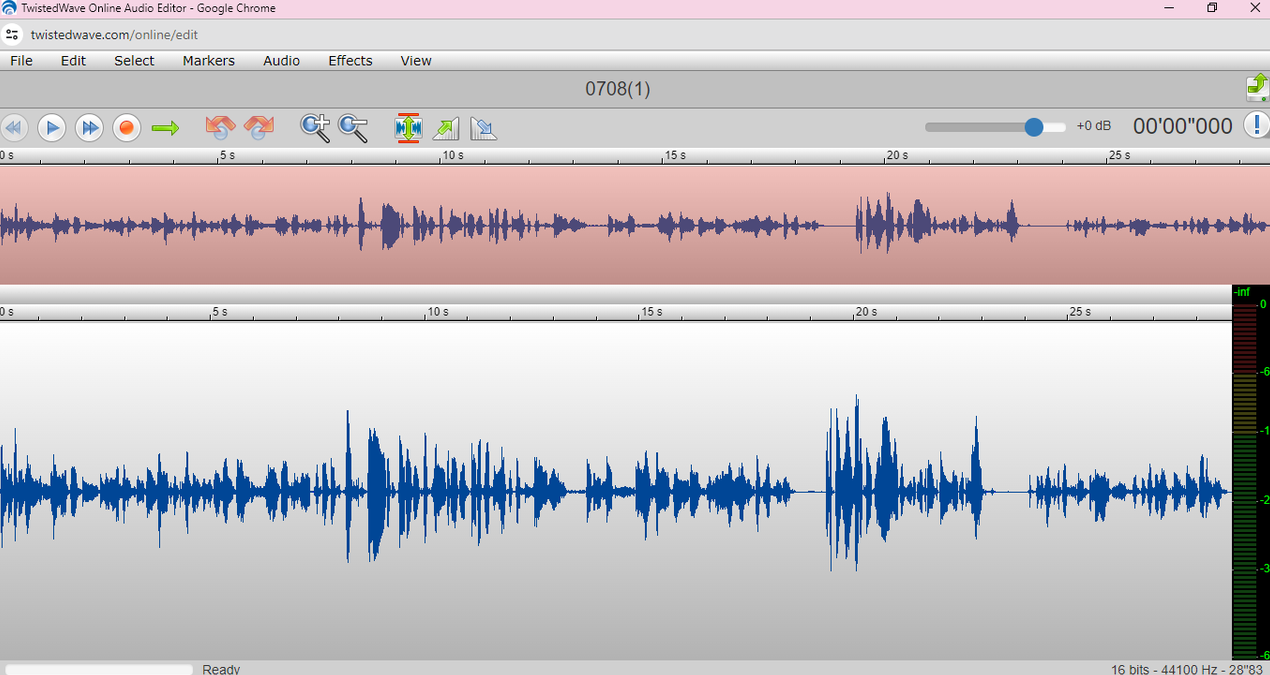 Interface of TwistedWave – a robust and free MP3 cutter editor
