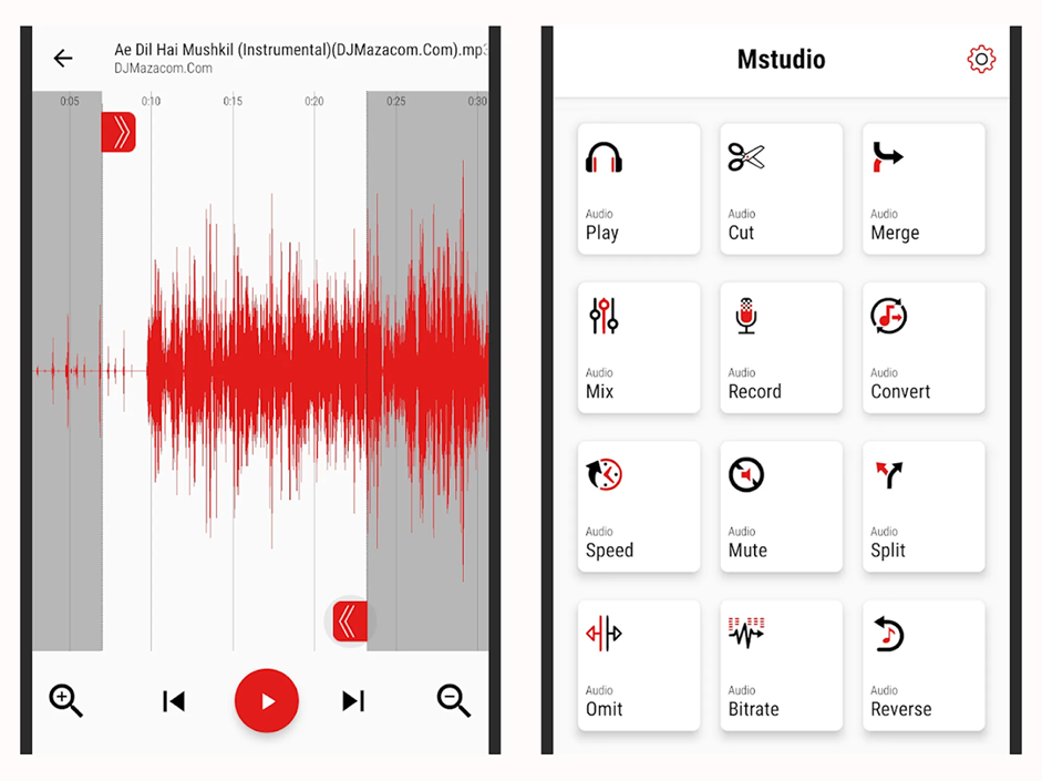 The image of Mstudio showing various features for accurate audio editing