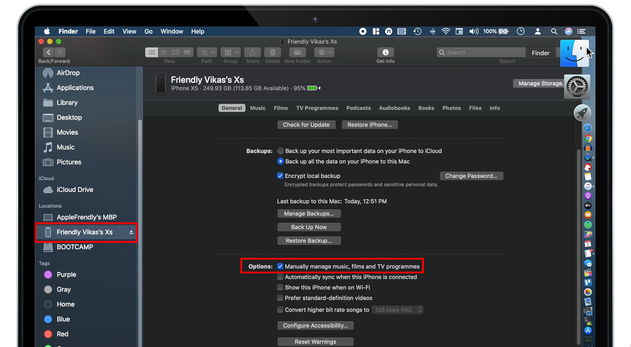 Showing how to customize your ringtone on iPhone with Finder