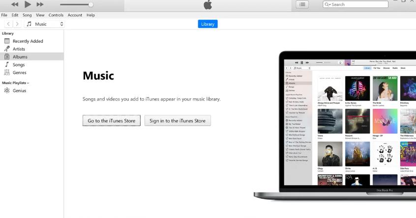 Interface of iTunes  