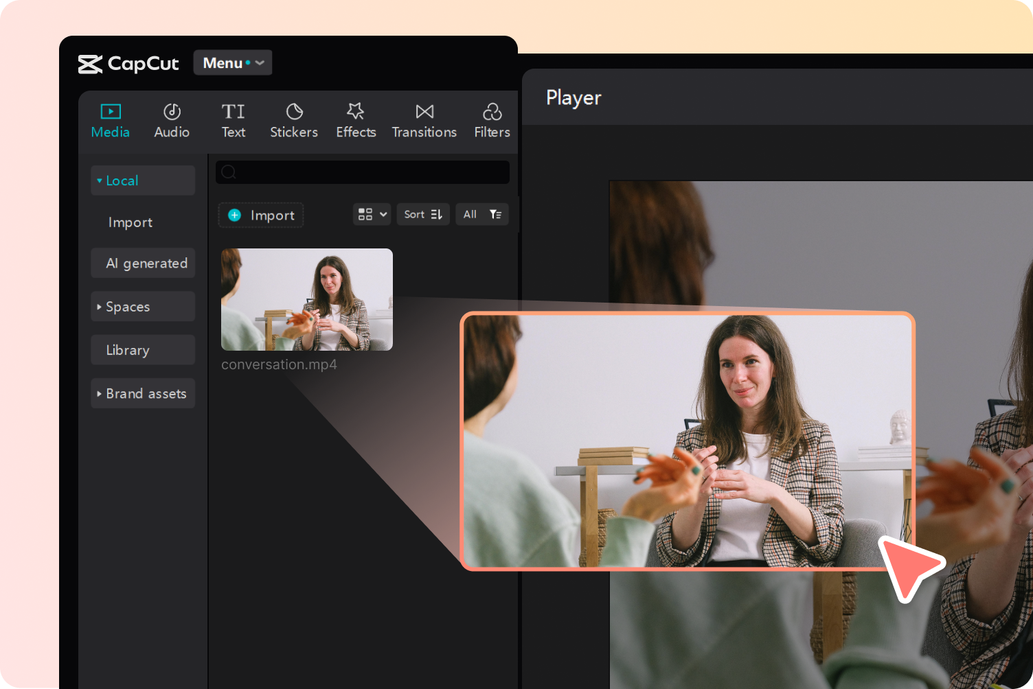 Import audio or video file