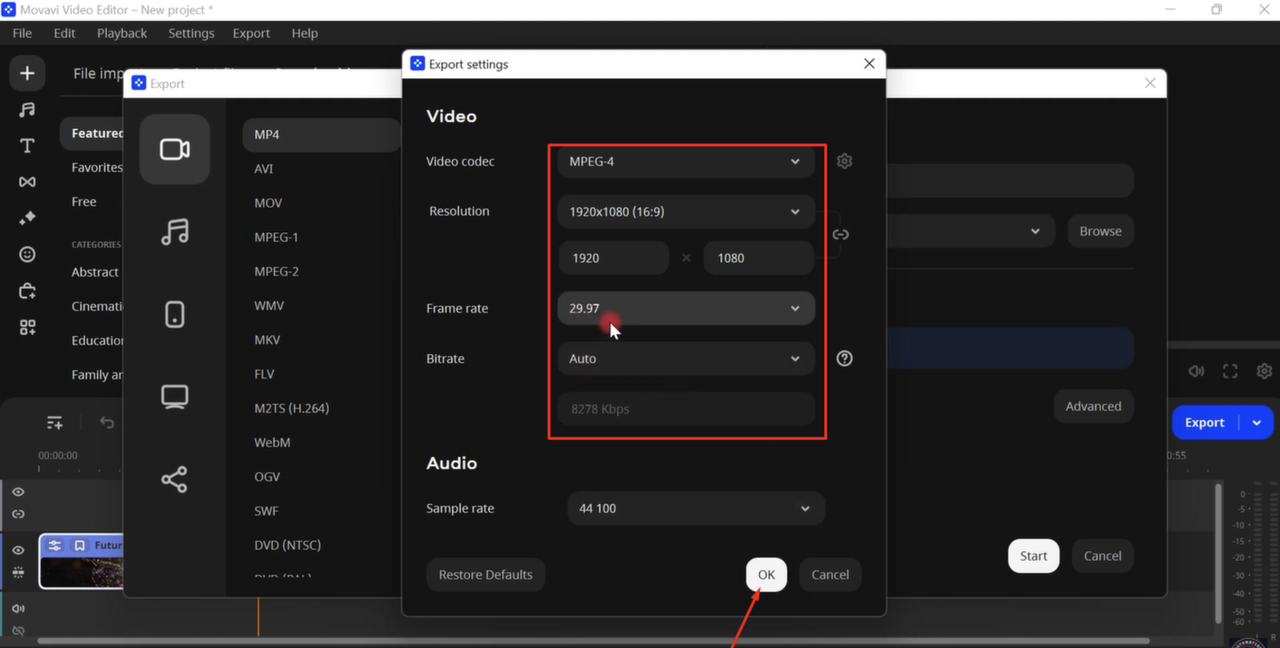 Movavi Video Converter interface showing MKV file compression settings