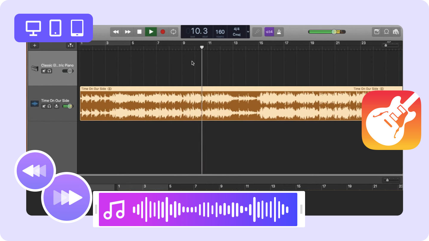 how do you speed up music on garageband