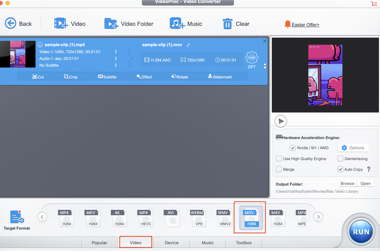 VideoProc Converter choose output file