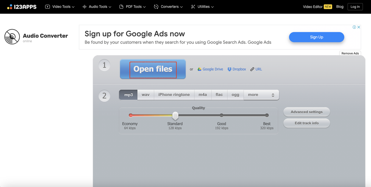 Online-Audio-Convert upload file