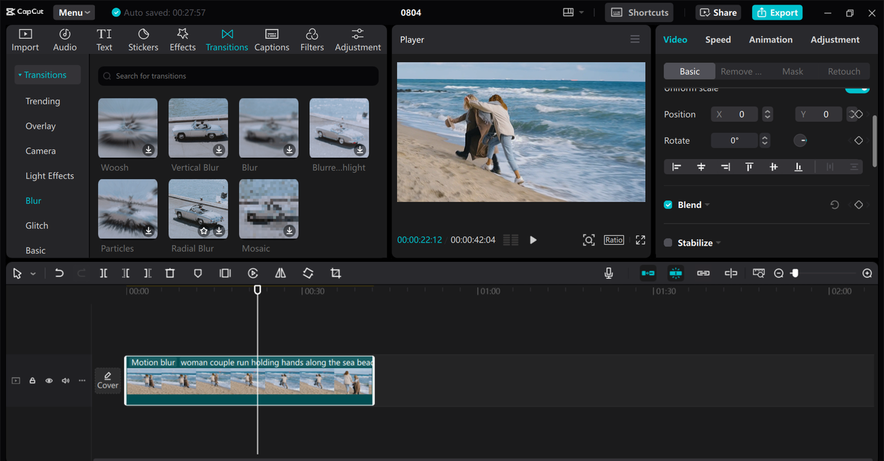  Editing interface of the CapCut desktop video editor - a perfect tool to add blur effects