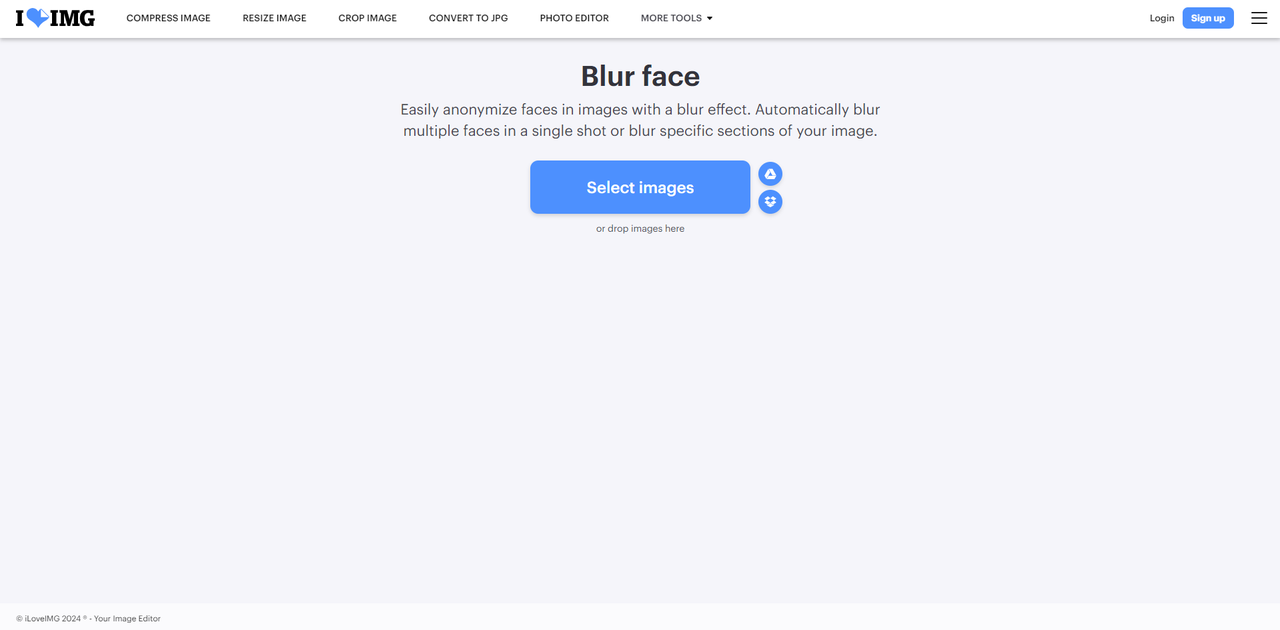 Interface of iLoveIMG - an easy way to edit blur face