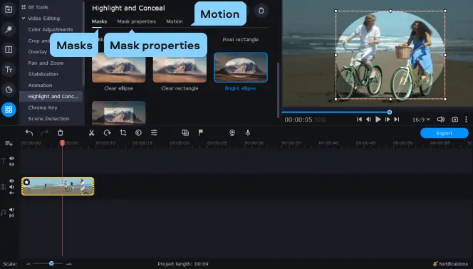 Interface of Movavi Photo Editor - a simple way to edit blur face image