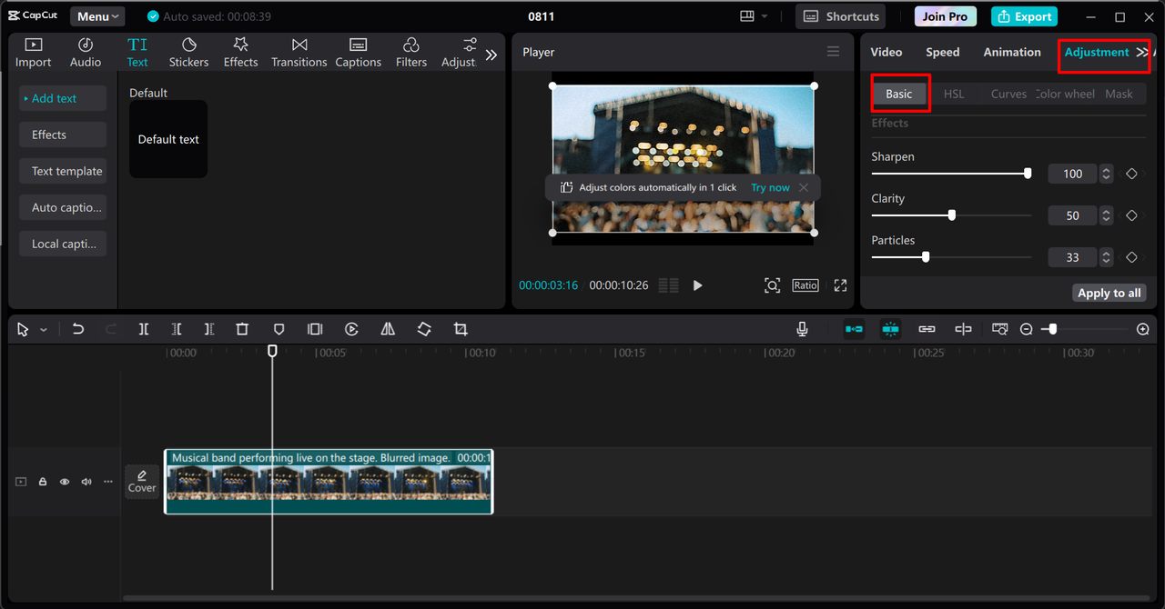 Utilizing a sharpening tool to remove blur from videos in the CapCut desktop video editor