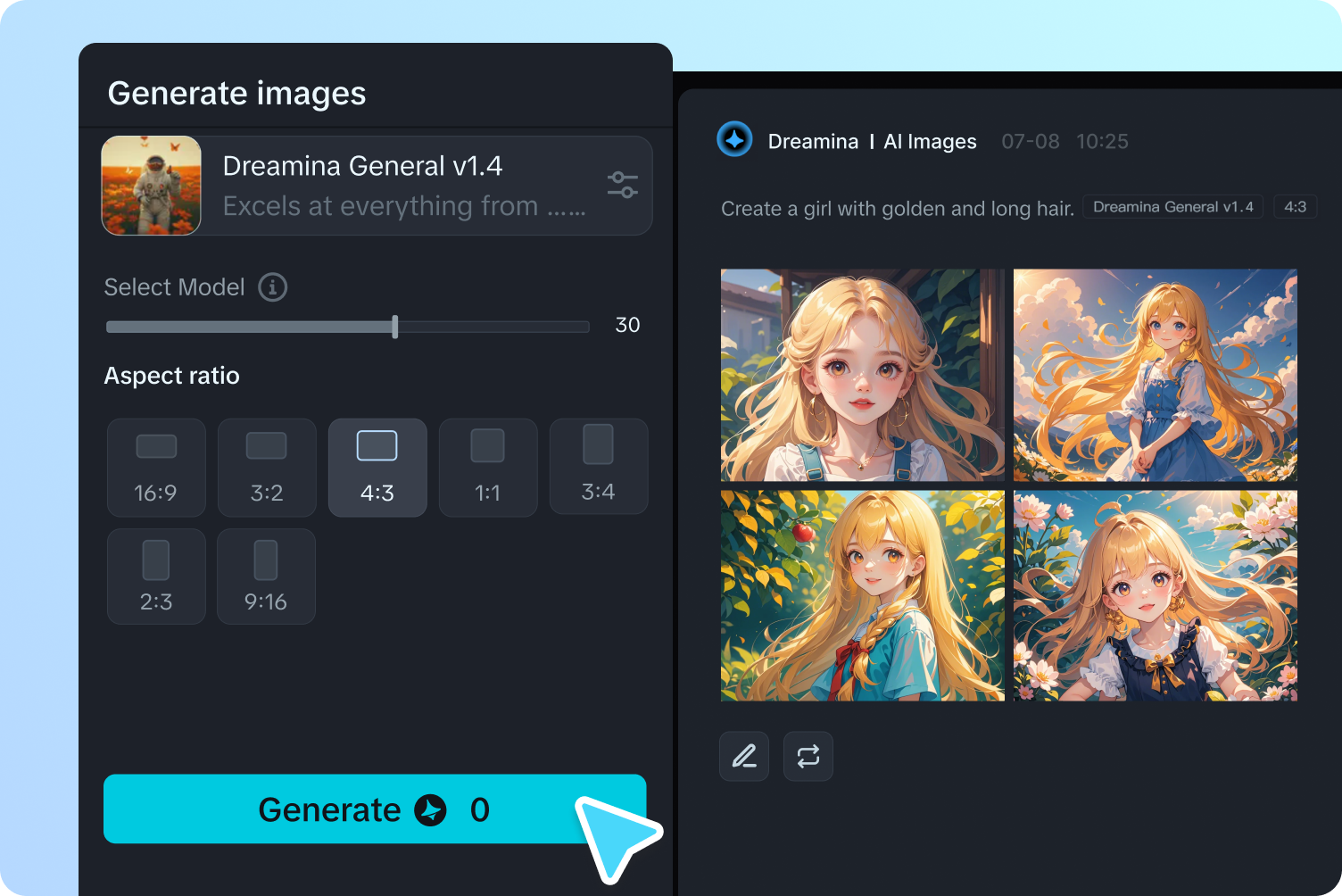 Selectați tipul și generați