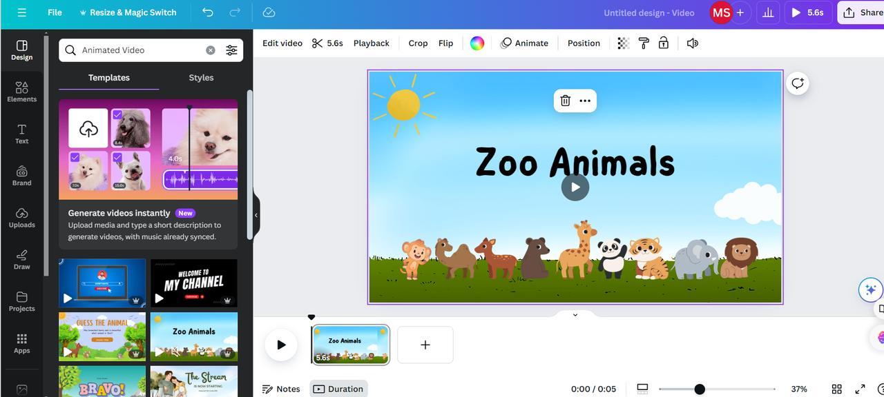 Canva is a free animation maker for YouTube