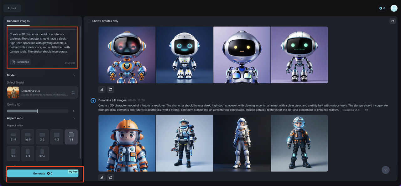 Write prompts in Dreamina