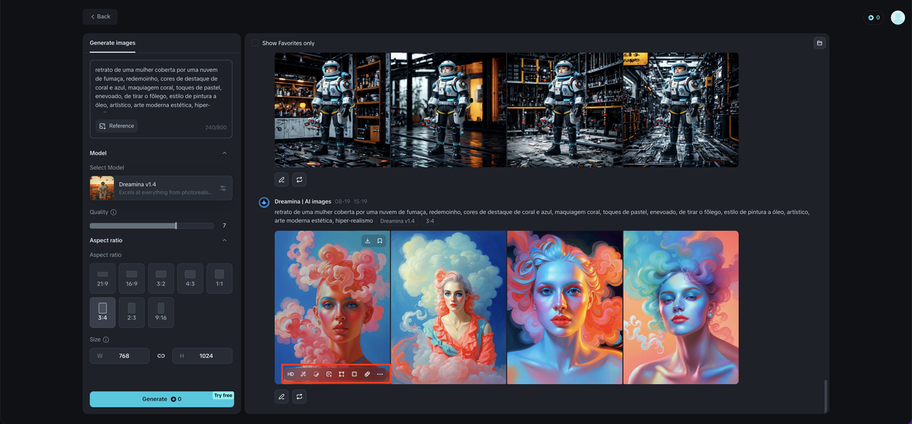 Refine and export in Dreamina