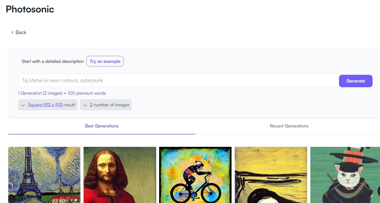 Photosonic's interface