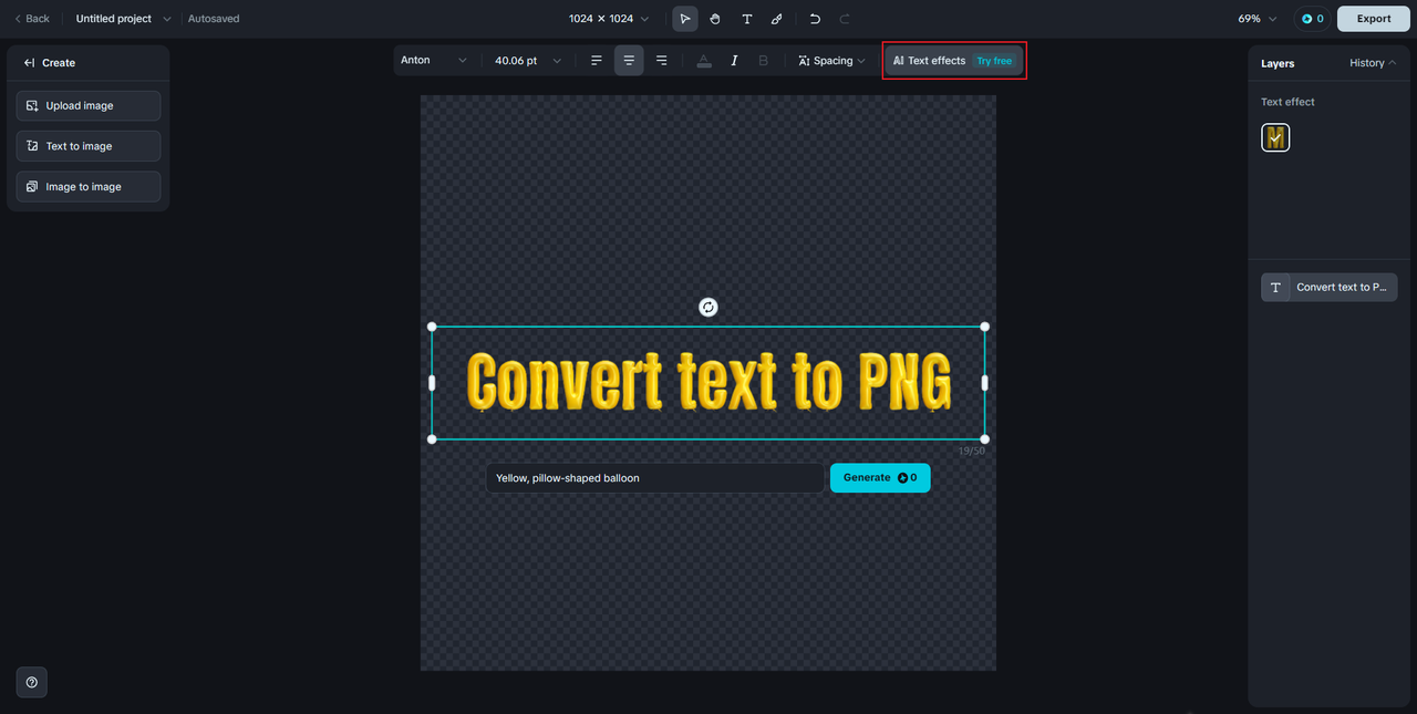Dreamina AI text effect