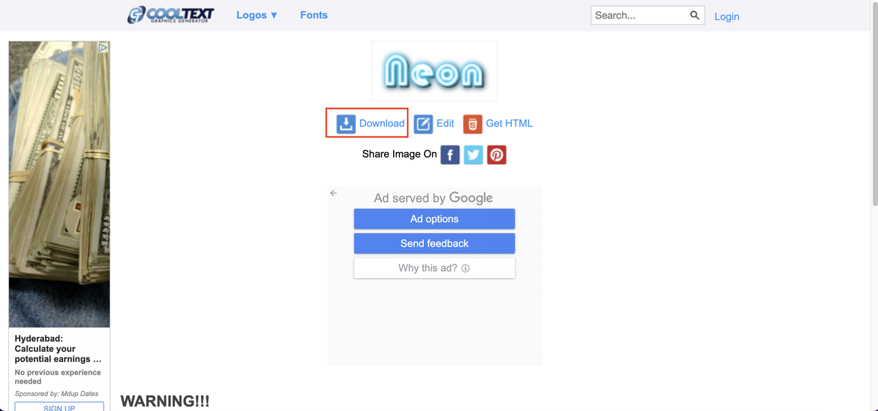 Generate and download in PNG