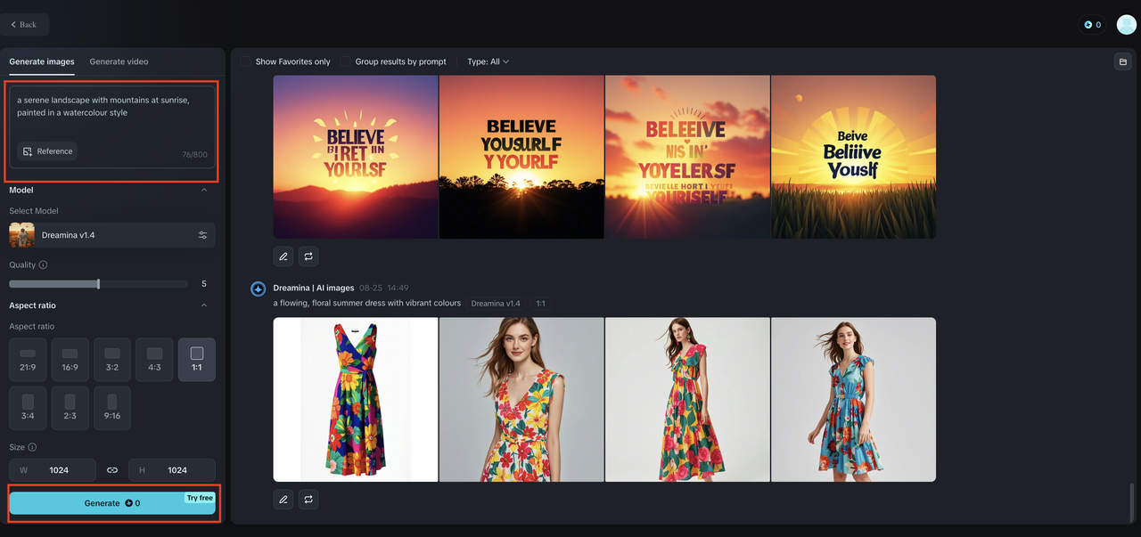 Dreamina prompt description