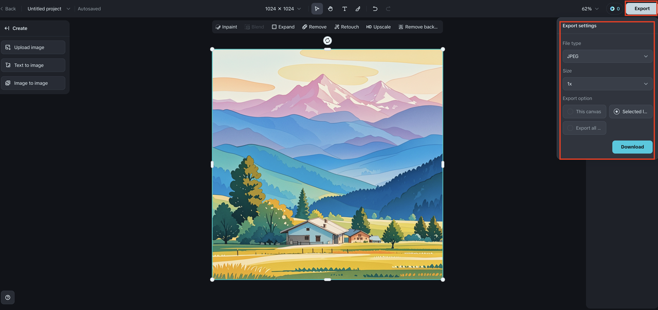 Dreamina export file