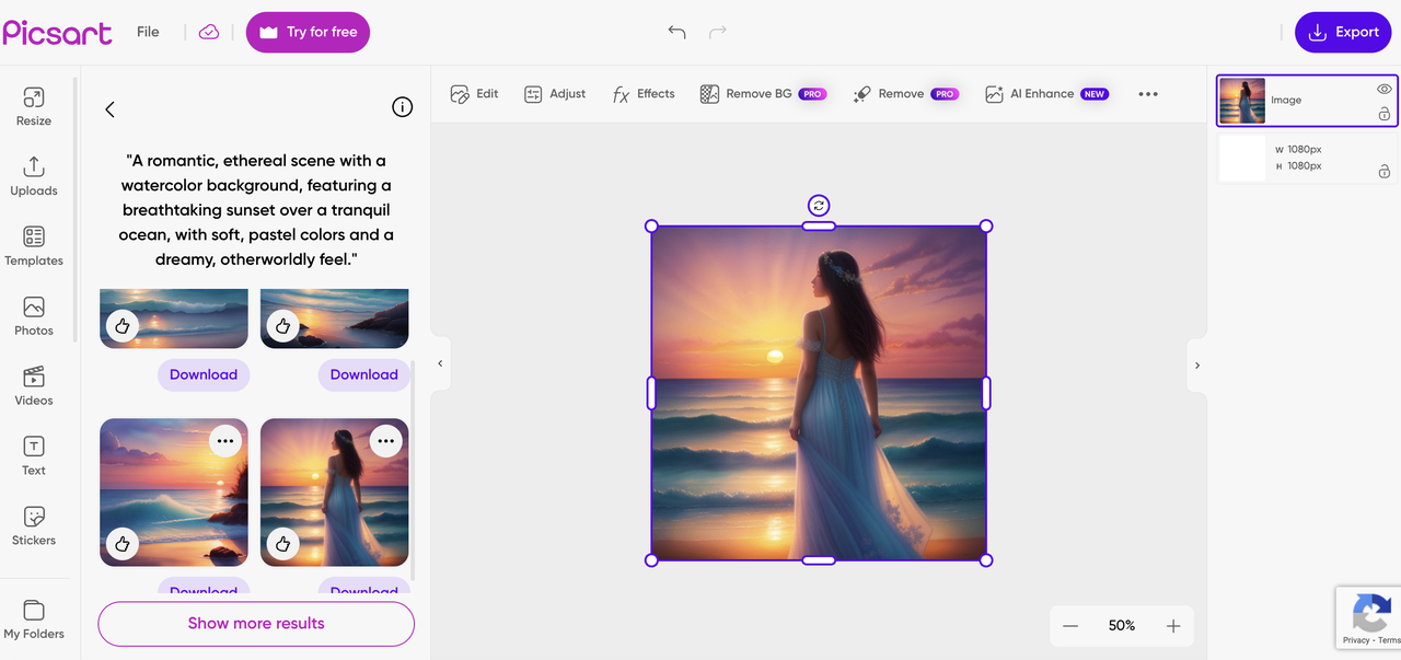 PicsArt text to pic converter