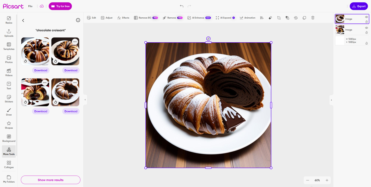 Generate AI images from text at Picsart