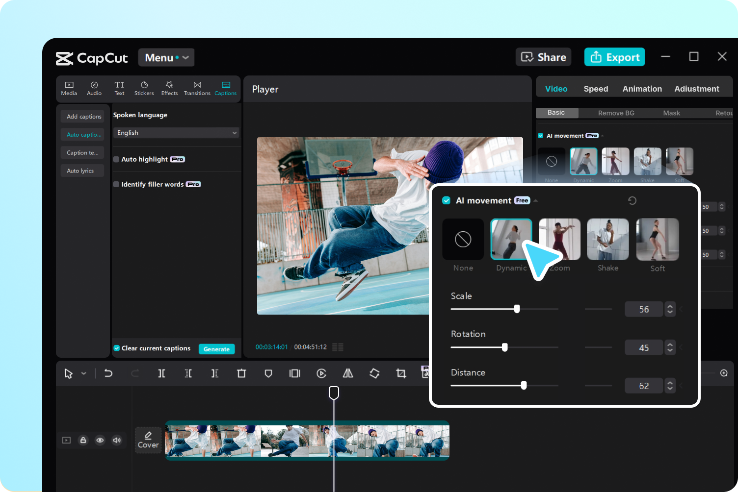 Sélectionnez le mouvement IA 