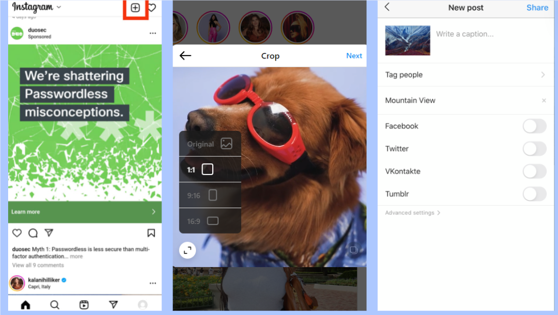 Crop videos on Instagram
