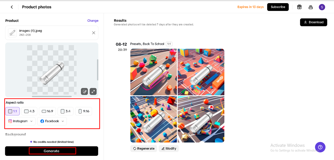Generating digital marketing HD pics using Pippit
