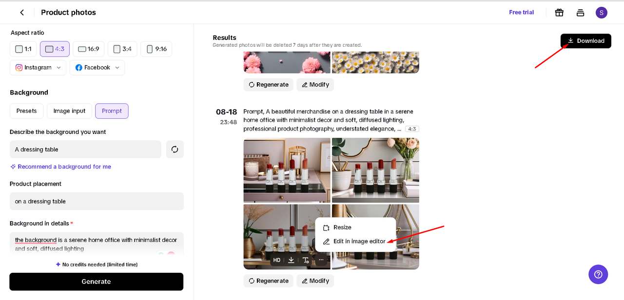 Downloading image from Pippit