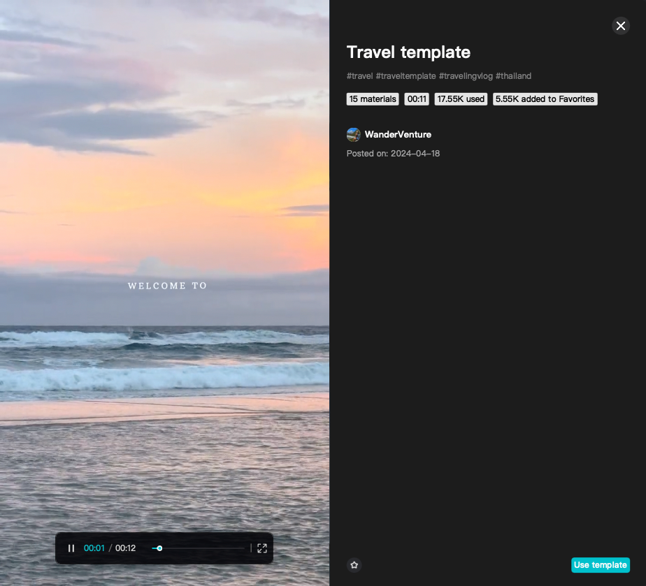 CapCut Travel Template