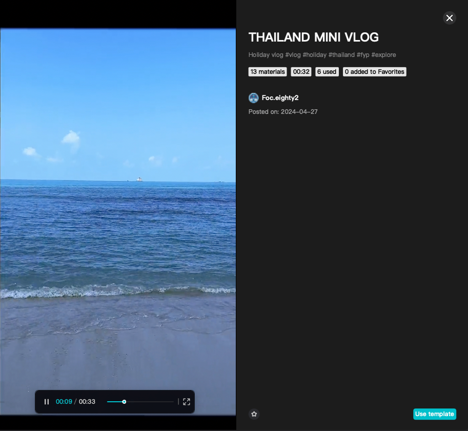 CapCut Thailand Mini Vlog Template